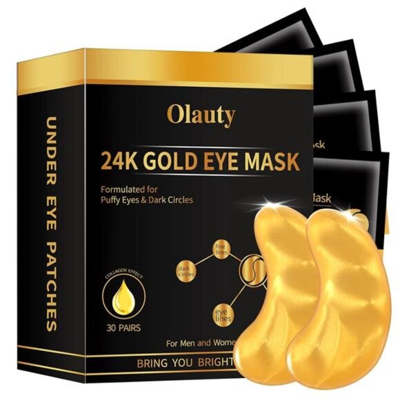 30 Pairs 24K Gold Eye Masks, Crystal Collagen Gel Eye Patches for Puffy Eyes, - Picture 1 of 8